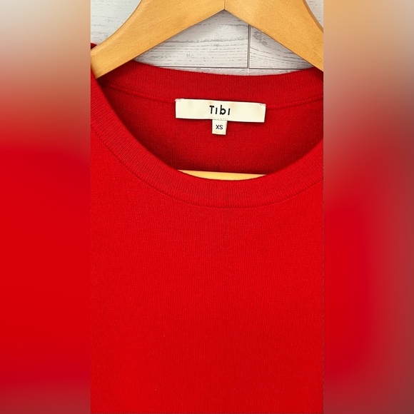 Tibi Women's Merino Wool Long Sleeve Knit Midi Dress Size XS Red - Picture 5 of 8